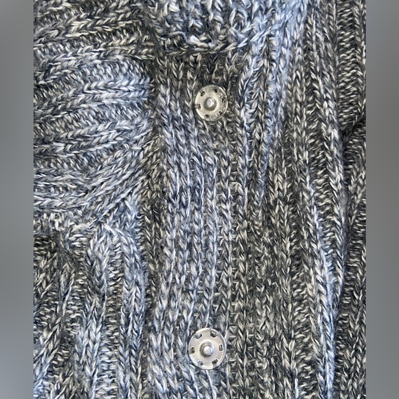 Carolyn Taylor Chunky Knit Wide Collar Bell Cuff Gray White Cardigan Sweater XL - Picture 5 of 9